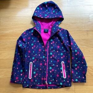 Hooded soft shell kids rain jacket